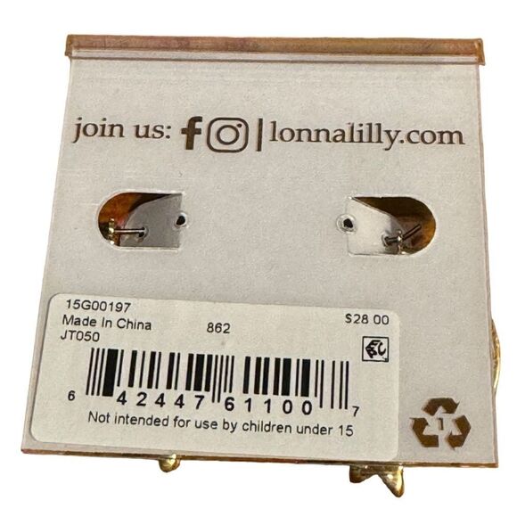 NWT Lonna & Lilly Gold-Tone Enamel Butterfly Medium Hoop Earrings, 1.2" - Picture 4 of 4